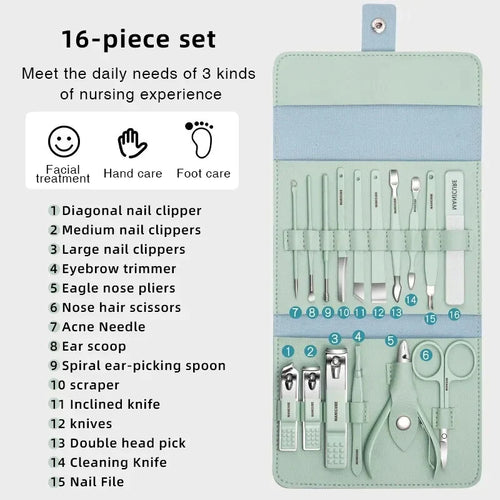 16 PCS Stainless Steel Manicure Pedicure Set